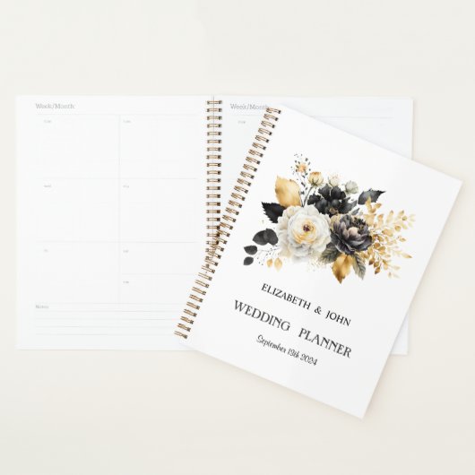 Goud Zwart Wit Bloemen Planner (Display)