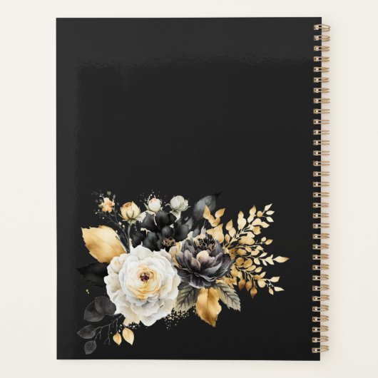Goud Zwart Wit Bloemen Planner (Achterkant)