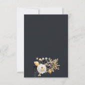 Goud Zwart Wit Bloemen repetitie diner Kaart (Achterkant)