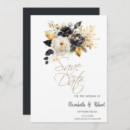 Goud Zwart Wit Bloemen Save The Date