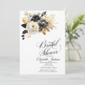 Goud Zwart Wit Bloemen Vrijgezellenfeest Kaart (Staand voorkant)