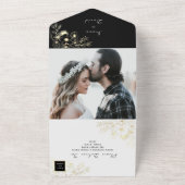  Goud Zwart-Wit Bruiloft All In One Uitnodiging (Buitenkant)