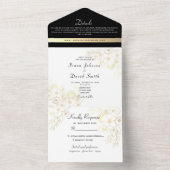  Goud Zwart-Wit Bruiloft All In One Uitnodiging (Binnen)