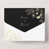  Goud Zwart-Wit Bruiloft All In One Uitnodiging (Achterkant)