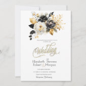 Goud Zwart Wit Bruiloft Uitnodiging (Voorkant)