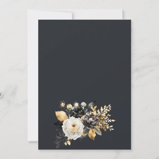 Goud Zwart Wit Bruiloft Uitnodiging (Achterkant)