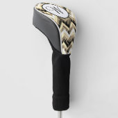 Goud Zwart Wit Chevron Textuur Monogram Golfheadcover (Schuin)