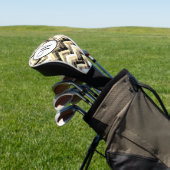 Goud Zwart Wit Chevron Textuur Monogram Golfheadcover (Insitu)