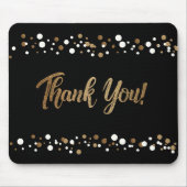 Goud zwart wit confetti Bedankt script Muismat (Voorkant)