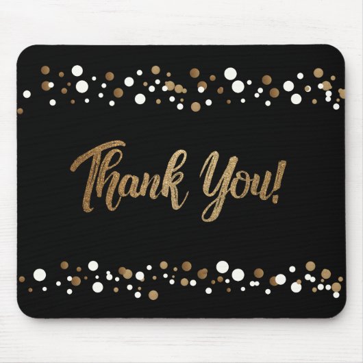 Goud zwart wit confetti Bedankt script Muismat (Voorkant)