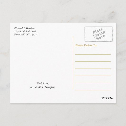  Goud Zwart & Wit Damast Bruiloft Bedankt Briefkaart (Achterkant)