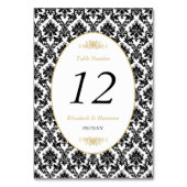 Goud Zwart & Wit Damast Bruiloft Kaart (Achterkant)