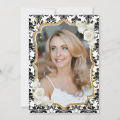 Goud Zwart Wit Damast Foto 50e Verjaardag Kaart (Achterkant)