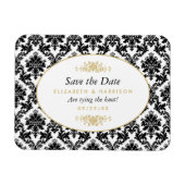  goud, zwart & wit damast sparen de datum magneet (Horizontaal)