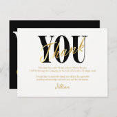 Goud, zwart, wit dank u kaarten (Voorkant / Achterkant)