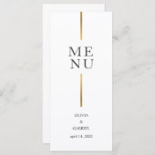 Goud zwart-wit. Eenvoudig modern huwelijksdiner Menu (Voorkant / Achterkant)