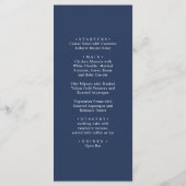 Goud zwart-wit. Eenvoudige, moderne blauwe bruilof Menu (Achterkant)