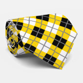 Goud, zwart, wit en grijs afdrukken, gelijkstrook stropdas (Opgerold)