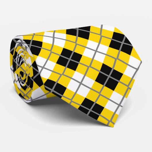 Goud, zwart, wit en grijs afdrukken, gelijkstrook stropdas (Opgerold)