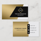 Goud Zwart Wit Geometrisch Visitekaartje (Voorkant / Achterkant)