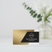 Goud Zwart Wit Geometrisch Visitekaartje (Staand voorkant)