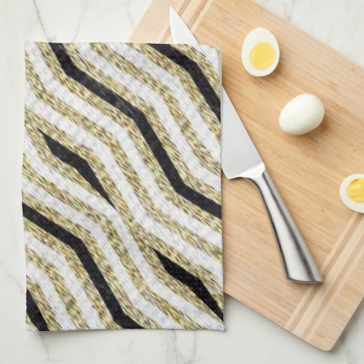 Goud Zwart Wit Keuken Handdoek (Quarter Fold)