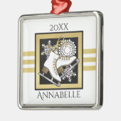 Goud Zwart Wit Kunstschaatsen / Schaatsen Metalen Ornament (Links)