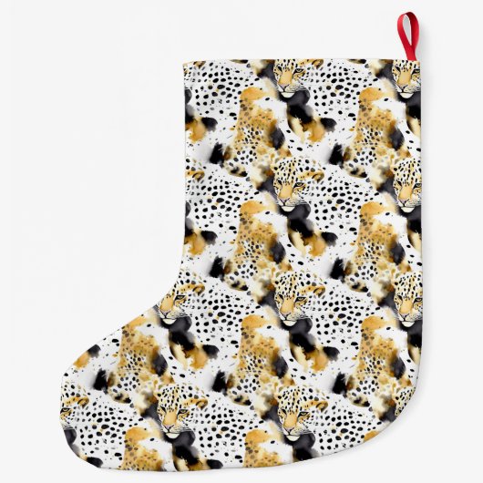 Goud Zwart Wit Luipaarden Grote Kerstsok (Achterkant)