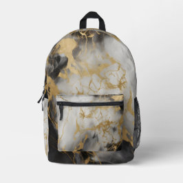 Goud, Zwart & Wit Marmer | Bedrukte Rugzak