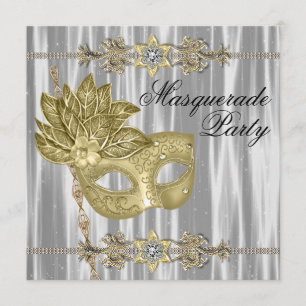 Goud Zwart Wit Masquerade Feest Kaart