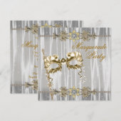 Goud Zwart Wit Masquerade Feest Kaart (Voorkant / Achterkant)