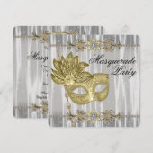 Goud Zwart Wit Masquerade Party Kaart (Voorkant / Achterkant)