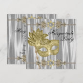 Goud Zwart Wit Masquerade Party Kaart (Voorkant / Achterkant)