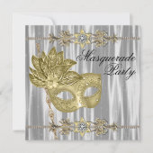 Goud Zwart Wit Masquerade Party Kaart (Voorkant)