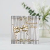 Goud Zwart Wit Masquerade Party Kaart (Staand voorkant)