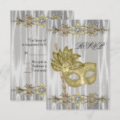 Goud Zwart Wit Masquerade Party RSVP (Voorkant / Achterkant)