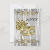 Goud Zwart Wit Masquerade Party RSVP Kaartje (Voorkant)