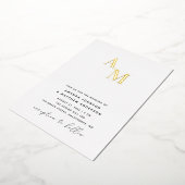 Goud Zwart-wit minimalistische bruiloft + details Folie Uitnodiging (Gedraaid)