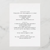 Goud Zwart-wit minimalistische bruiloft + details Folie Uitnodiging (Achterkant)