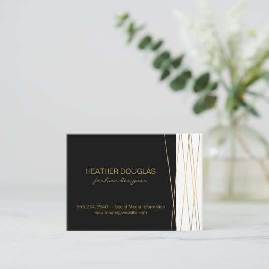 Goud Zwart/Wit Modern Visitekaartje (Staand voorkant)