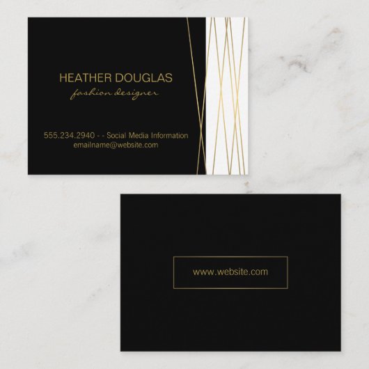 Goud Zwart/Wit Modern Visitekaartje (Voorkant / Achterkant)