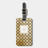 Goud, zwart wit quatrefolie-Bagagelabel Bagagelabel (Voorkant verticaal)