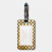 Goud, zwart wit quatrefolie-Bagagelabel Bagagelabel (Achterkant verticaal)