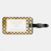 Goud, zwart wit quatrefolie-Bagagelabel Bagagelabel (Achterkant horizontaal)
