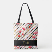 *~* Goud Zwart Wit Rood Klaproos Patroon Tote Bag (Achterkant)