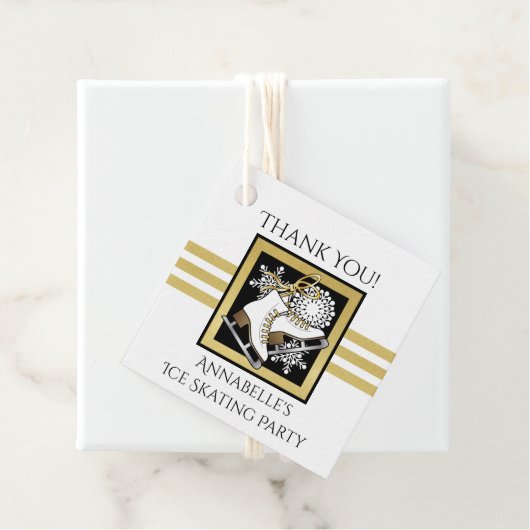 Goud Zwart Wit Schaatsen Partij Dank u Bedankjes Labels (In situ)