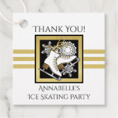 Goud Zwart Wit Schaatsen Partij Dank u Bedankjes Labels (Voorkant)