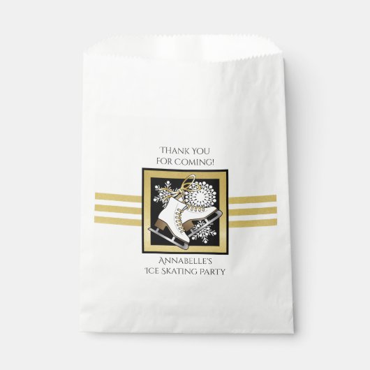 Goud Zwart Wit Schaatsen Partij Dank u Bedankzakje (Voorkant)