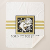 Goud Zwart Wit Schaatsen Sherpa Deken (Voorkant)