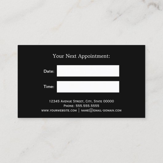 Goud Zwart Wit Strepen Hair Stylist Afspraak Afsprakenkaartje (Achterkant)